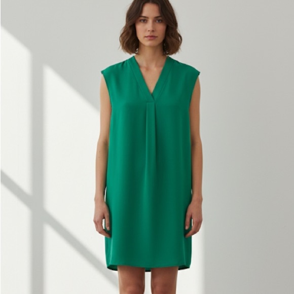 Elie Tahari emerald green relaxed sleeveless shirt dress - Small - Picture 1 of 6